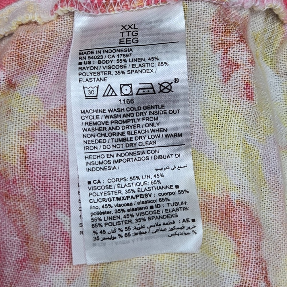 Old Navy Women Tank Top XXL Yellow Linen Viscose Floral Ruffle Square Neck Cami - Picture 3 of 8